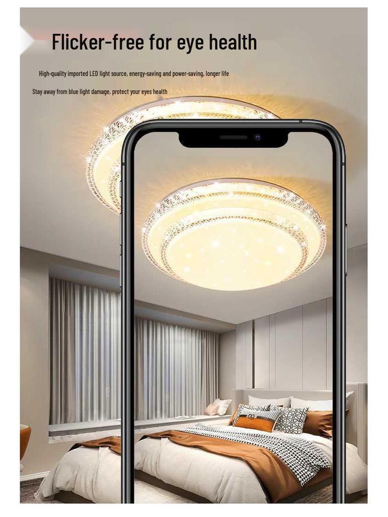 Modern Faux Crystal Round Ceiling Lamp Fixture for Living Room or Bedroom