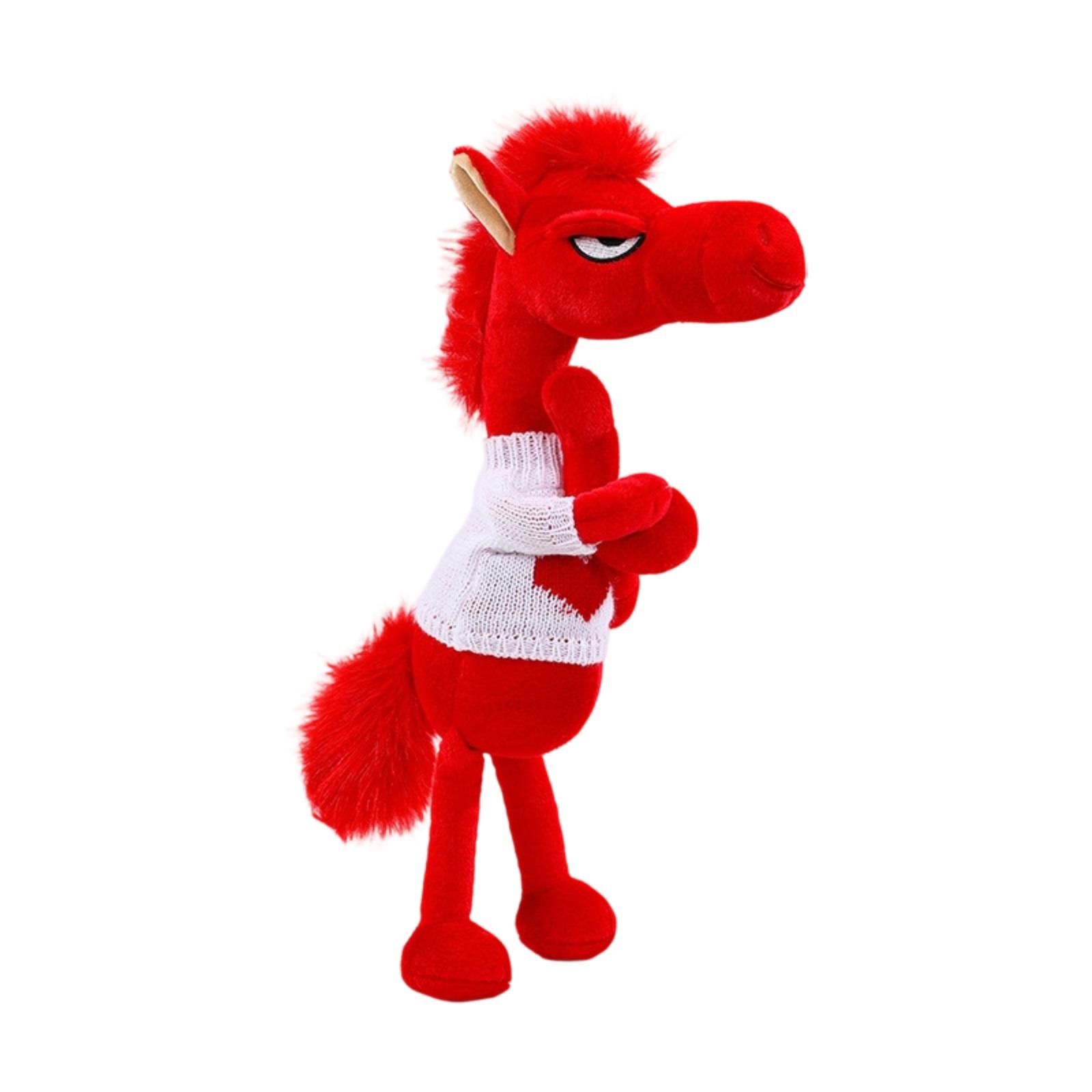 

Horse Year Mascot Plush Toy - A Cool And Aloof Horse With A Detached Expression, A Unique And Stylish Collectible Gift. One Size червоний