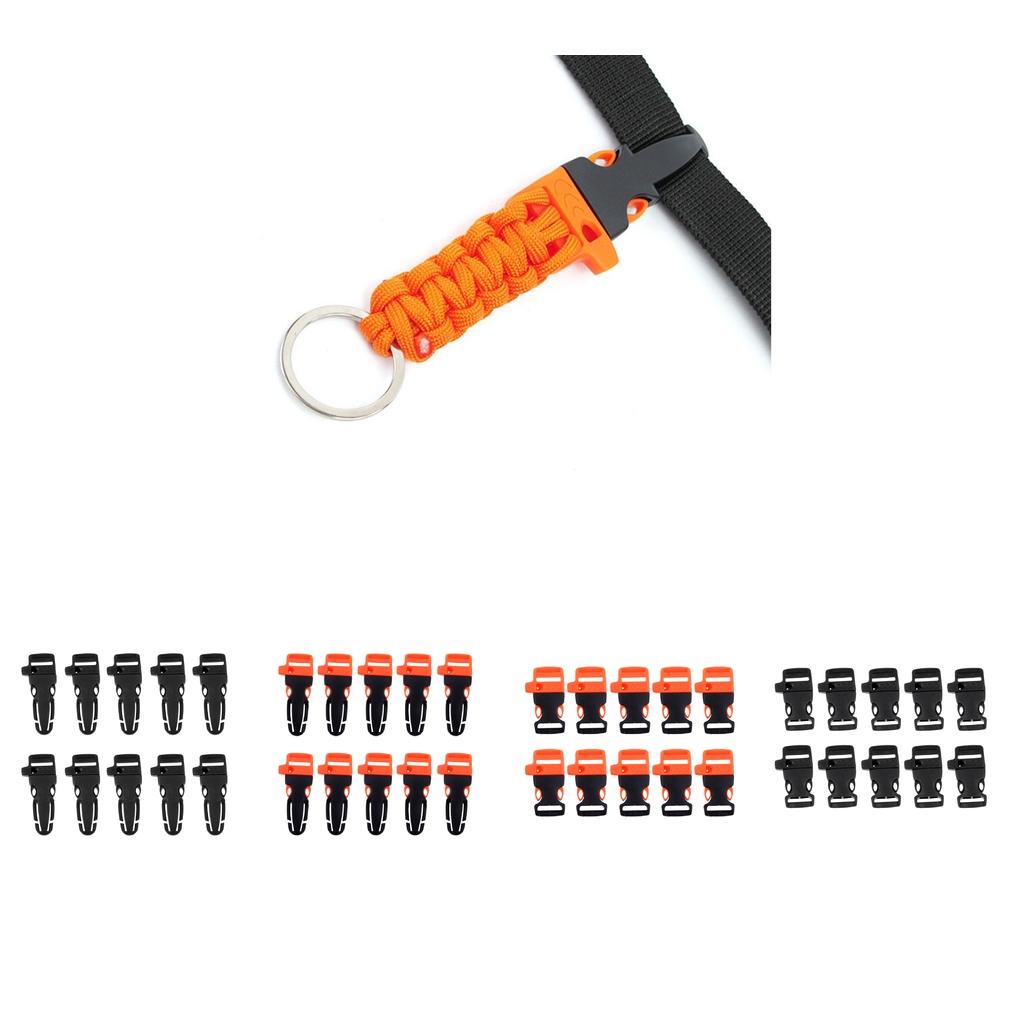 10 Pack Plastic Side Release Buckle Hand Strap Hook Emergency Whistle Strap Clip for Backpacking Climbing Rope