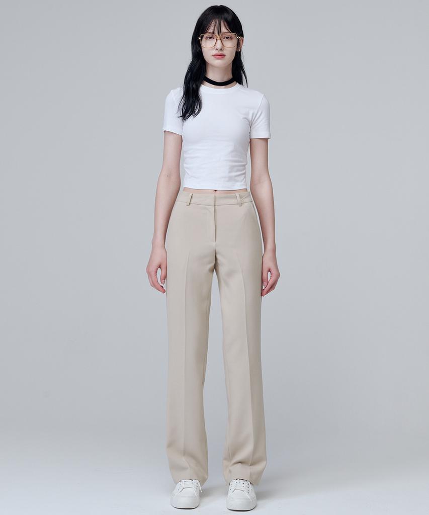 MALOUPE 2140 Stretch Slim Bootcut Pants (Beige)