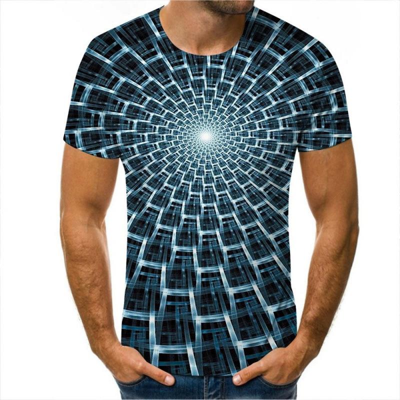 Digital Water Ice Cubes Abstract Image 3D Printed Men's Short Sleeved T-shirt Trend Shirt