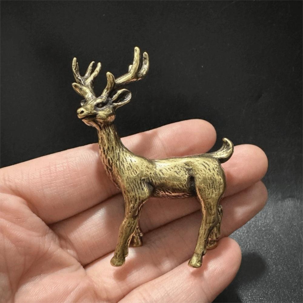 Three-Dimensional Brass Elk Statue Brass Miniature Elk Ornament  Christmas Gift