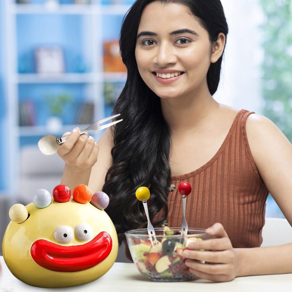 Sausage Mouth Fruit Fork For Home, Dessert Cake Small Fork Creative Fruit Stick Storage Jar