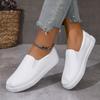 New White Lightweight Flat Bottom Leather Single Shoes for Women Casual Slip on Students Fashion Board Tenis Feminino Large Size