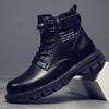 Neue Herren High Top Stiefel Einfarbig Mode Schwarz Motorrad und Stiefeletten Wasserdichte Lederstiefel Mann Herbst Bota Masculina