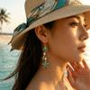 Bohemian Style Alloy Starfish Drop Earrings Conch Shell Long Tassel Earrings Geometric Shape Elegant Enamel Earrings Vacation