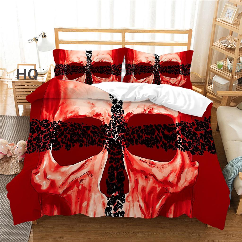 3D Digital Printed Bedding Set, Black Skull Head Series Bedding Cover, Pillowcase, Duvet Cover, AU240 * 270, Extra Large Home Decoration