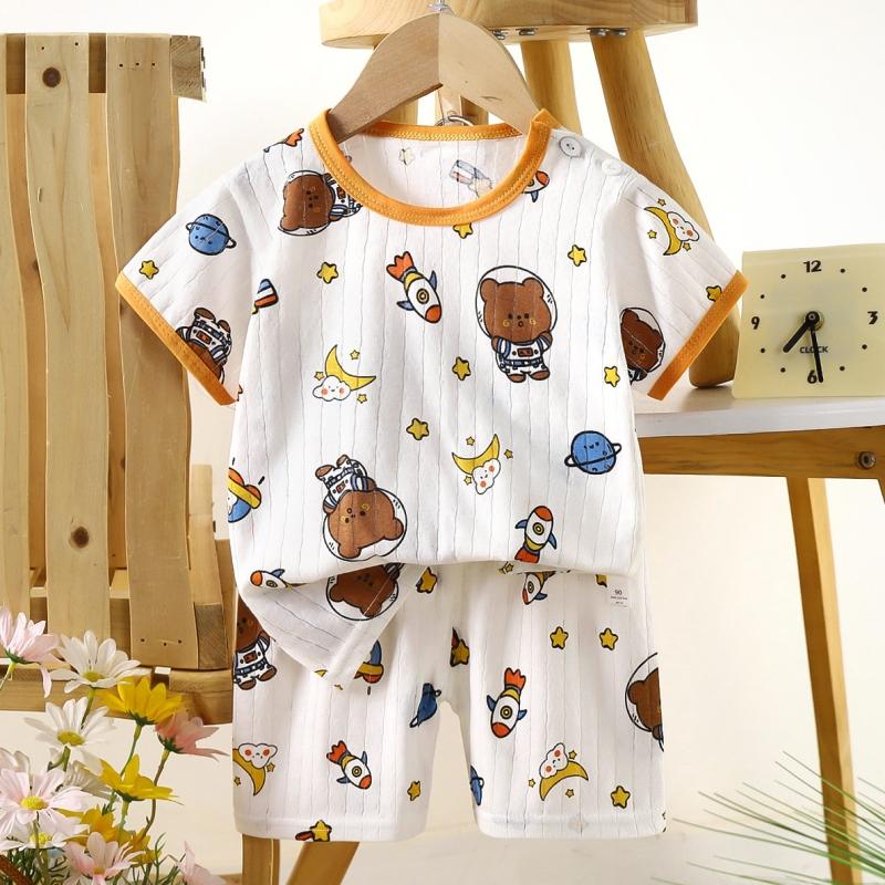 2pcs/set Cotton Children Sets Kids Clothes Boys Girls T-shirt Shorts  Summer Short Sleeve Baby Clothing Toddler