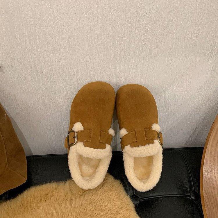 Birkenstocks velvet warm winter new Doudou shoes French Birkenstocks wool cotton shoes