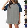 Women's Denim Patchwork Top, Casual Short-sleeved Comfortable T-shirt, Fashionable For Spring And Summer.