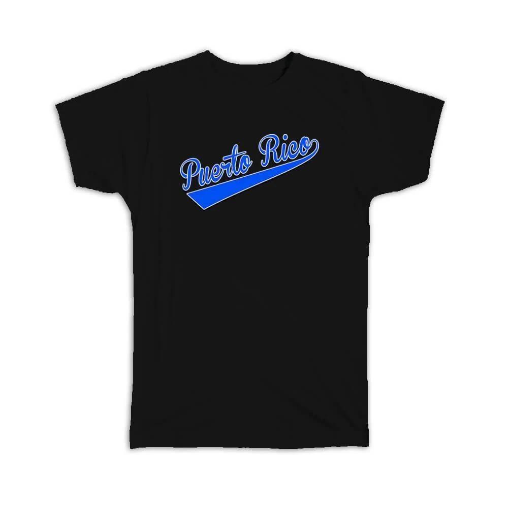 

Gift T-Shirt : Puerto Rico Flag College Script Country Rican Expat XL