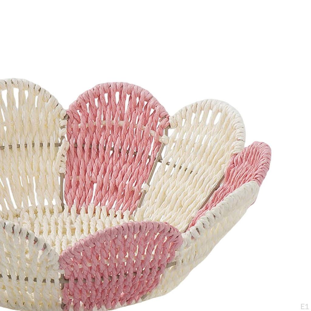 Paper Rope Woven Basket Desktop Organizer Kitchen Counter Lightweight Handwoven Storage for