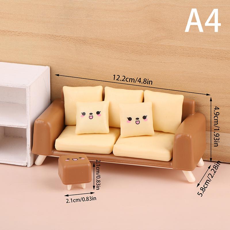 1/12 Dollhouse Mini Çay Masası Sandalye Kanepe Modeli Dollhouse Oturma Odası Dekorasyonu Bebek Evi Mobilya Aksesuarları