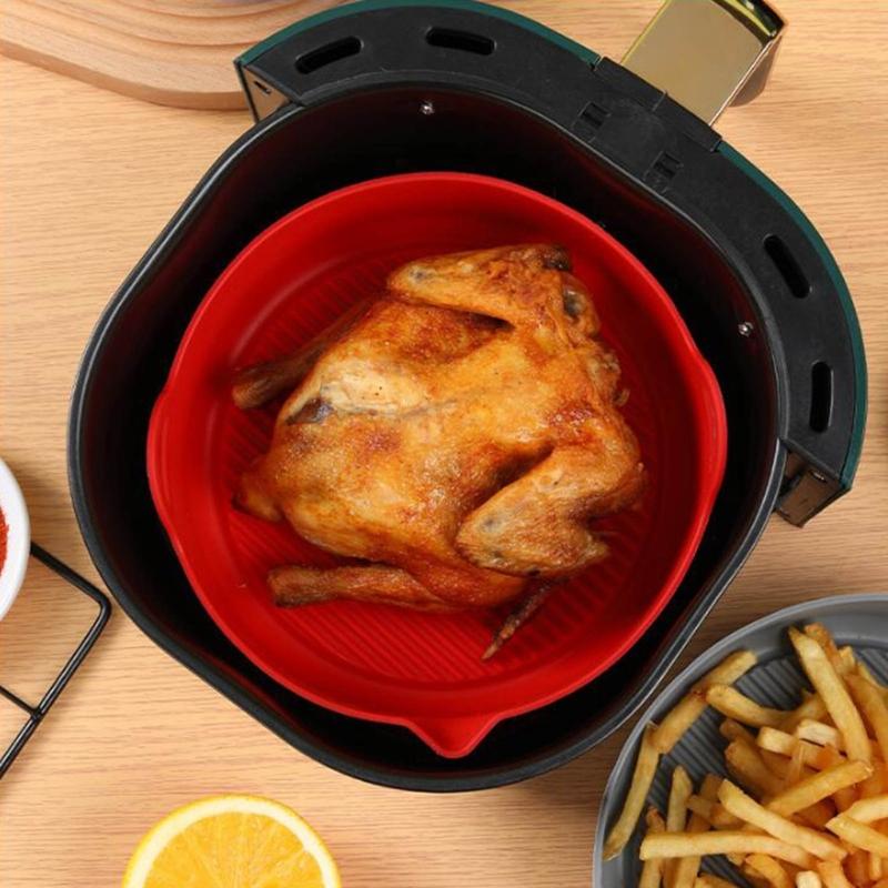 Reusable Air Fryer Liner Food-Grade Silicone Air Fryer Accessories Round Shaped 3 Colors Choose for Air Fryers Use