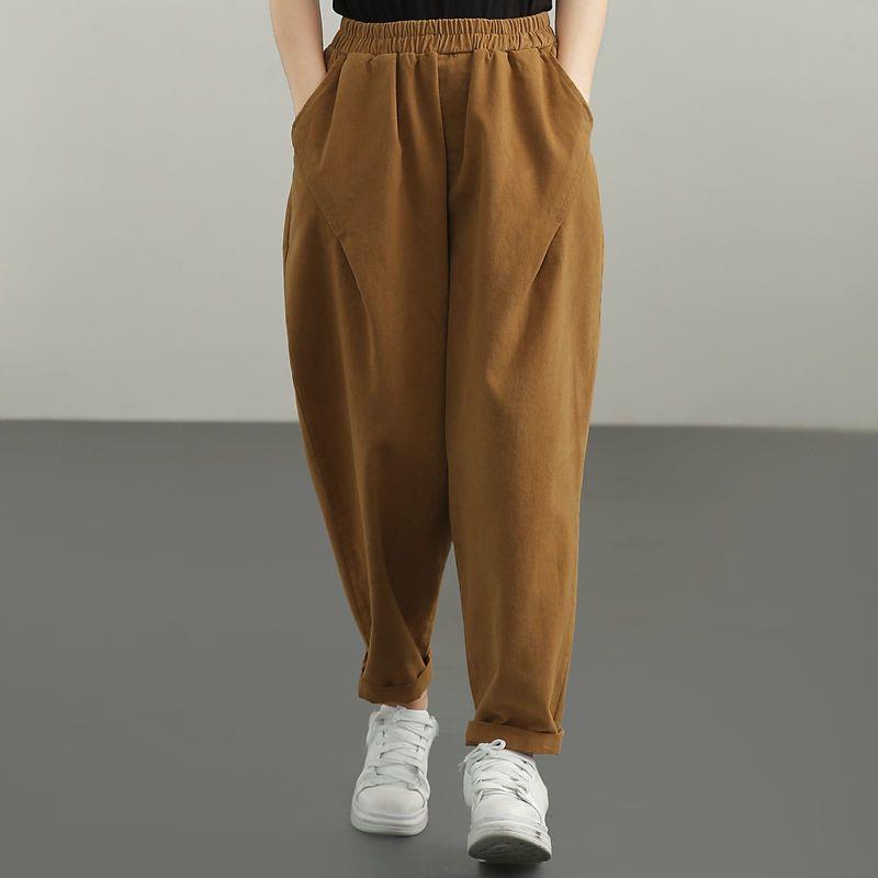 

2026 Spring Women s Loose Plus Size Harem Pants - Original, Artistic, Versatile Long Casual Pants 2XL хаки