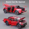 1:24 Scale POER Car Model Toy Alloy Diecast Free Wheeling Shock Absorption Sound Light Off-road Pickup Truck Models for Kids