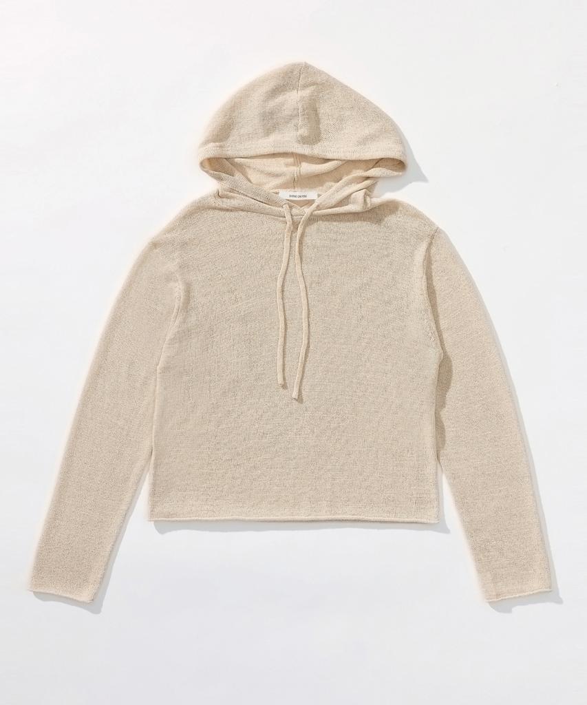 SHINE ON YOU Airy Linen Blend Slim Hoodie Knit_Soft Beige