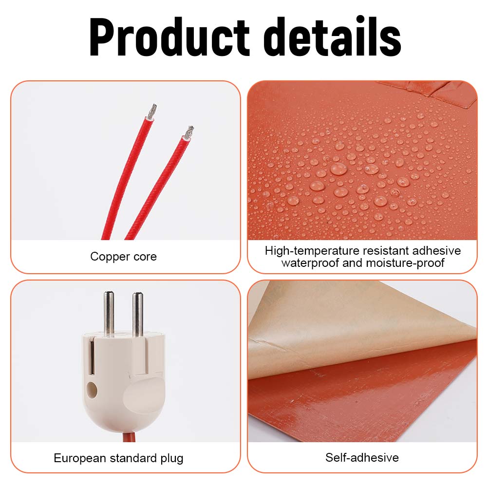 220V Engine Oil Pan Sump Tank Silicone Rubber Heating Pad 250W/300W Waterproof Heated Plate Kits For SUV Truck Car Accessories