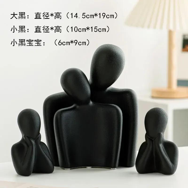 Home Decor Sculpture Ceramic Figure Statue Ornament Abstract Art Hugging Couple Statue Happy Family Modern Home Decor Crafts