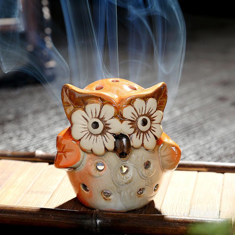 

Artistic Cutout Owl Ceramic Aroma Burner | Premium Thermal-Resistant Incense Candle Holder | Home Decorative Ornament Craft оранжевый