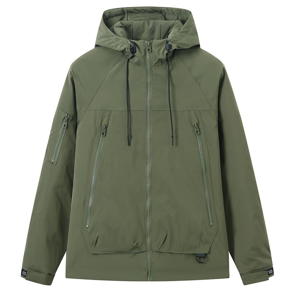 Cotton Hooded Windbreaker Outdoor Sports Jacket Men's Jacket Autumn and Winter Casual Hooded Outdoor Jacket Jacket Top Pull