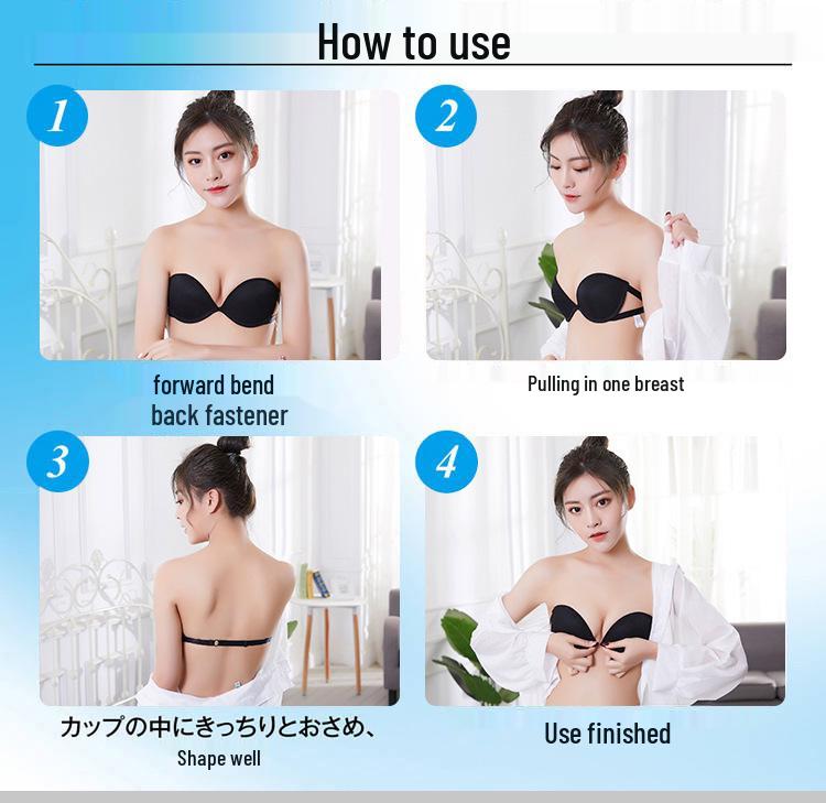 Korean Style Strapless Bra: Invisible, Non-Slip, Sexy Gathering Solid Color for Women