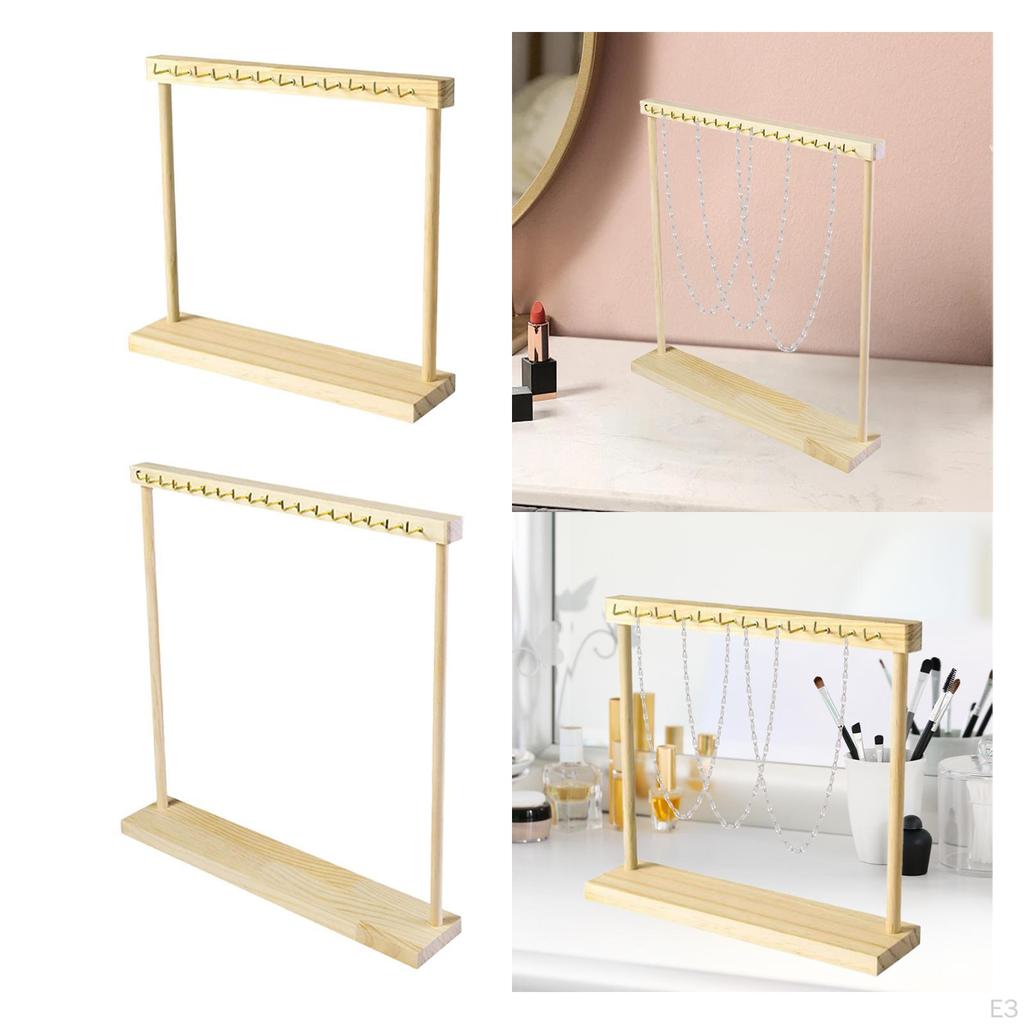 Necklace Display Holder Hanging Hooks Wood Jewelry Organizer Hanger for Shop