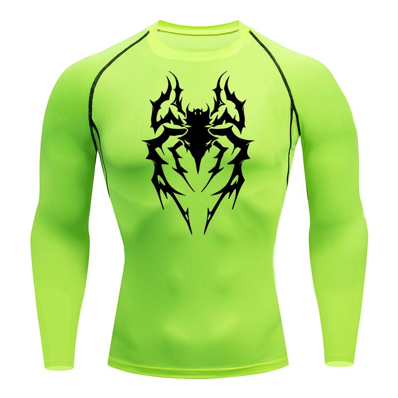 Spider Graphic Compression Shirts for Men Gym Workout Athletic Quick Dry Tshirts Tops Training Running Undershirts Rash Guard