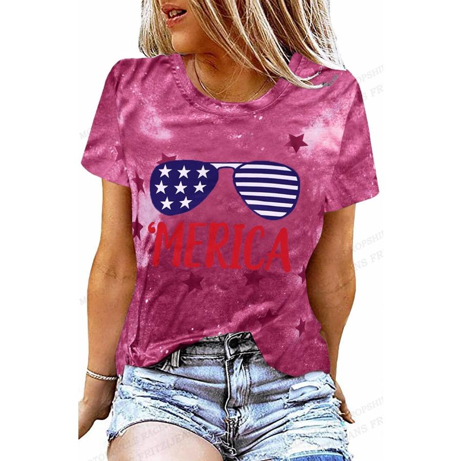 American Flag 3d Print T-shirt Women Fashion Usa Flag T-shirts Vintage T Shirt Casual Short Sleeve Tops Tee Lady Tshirt Distress