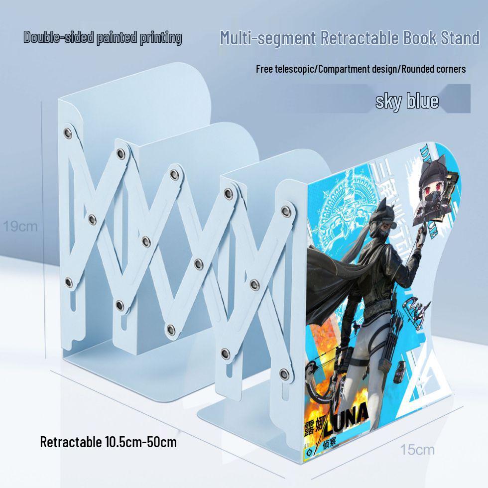 Delta Action Desktop Organizer: Retractable Book Stand & Folding Bookshelf with Book Clip - Ideal Student Gift Thickened Metal Retractable Bookshelf