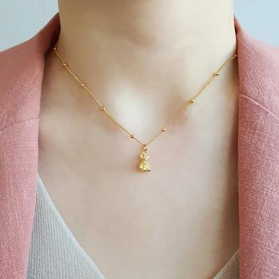 Colar Feminino de Prata 925 Bola Urso Prata Corrente de Bolas