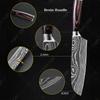 3PCS Kitchen Knives Set Damascus Chef Knife Professional Boning Knife Japanese Santoku Meat Cleaver Knife Kitchen Supplies