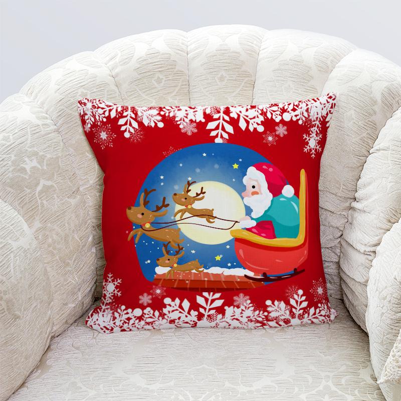 Happy New Year Christmas decorations printed cushion cover home living room sofa decoration pillowcase 45x45cm