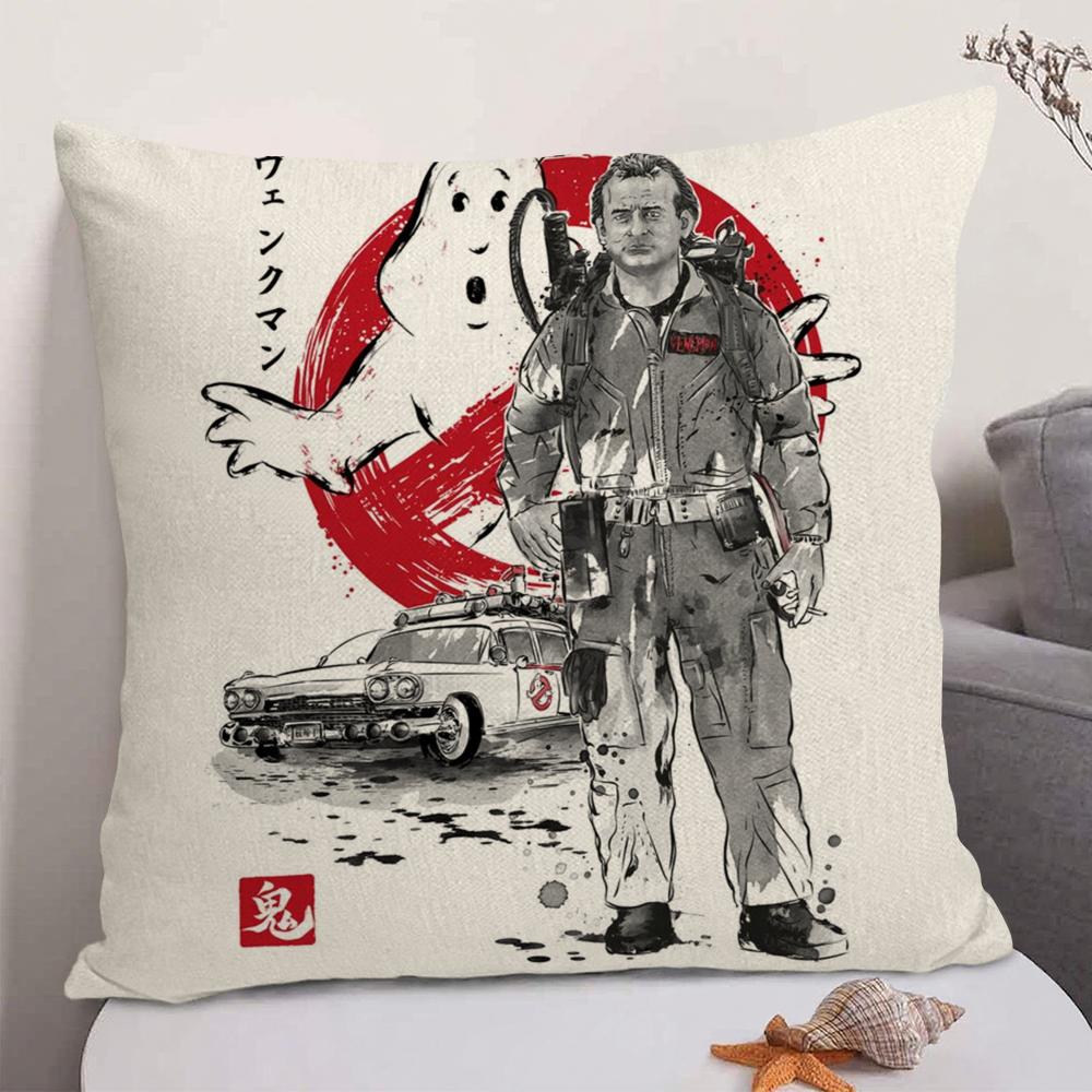 Classic Movie GGhostbusters Cushion Cover Natural Linen Organic Fabric DoubleSided Printing Sofa Home Decor Gift Pillow Case