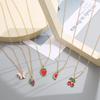 iF ME 5Pcs/Set Cute Fruit Watermelon Strawberry Grape Pendant?Necklace Butterfly Gold Chain Choker for Women Accessories Jewelry