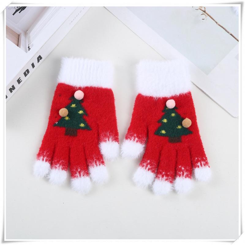 1Pair Cute Christmas Holiday  Gloves for Women Men,Warm Winter Thermal Knit Cartoon Gloves,Cold Weather Outdoor Cycling Mittens