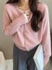Korean Style Women's Round Neck Wool Cardigan - Autumn/Winter Short Loose Knit Jacket