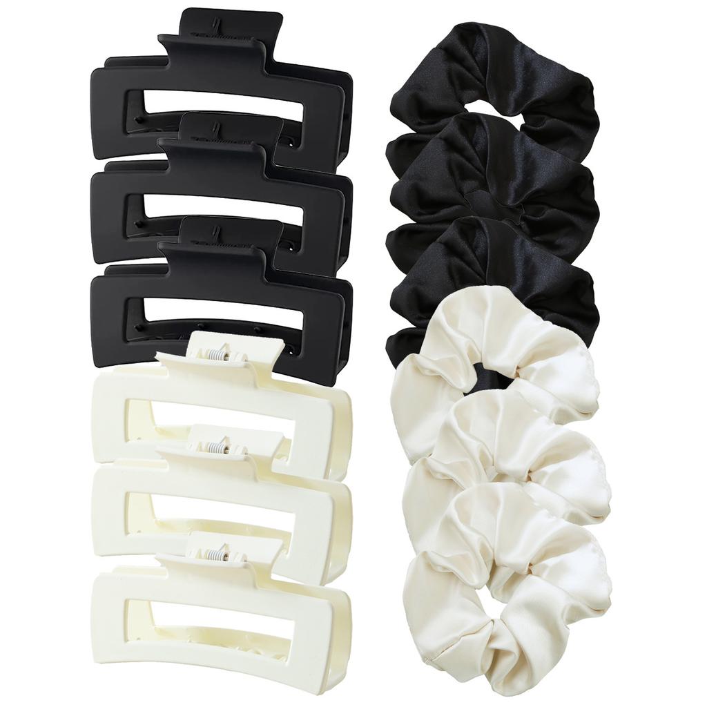 Matte Hair Clips for Women and Girls - Rectangle and Double Row Small Claw Clips for Thin/Medium Fine Hair - Nonslip Jaw Clips