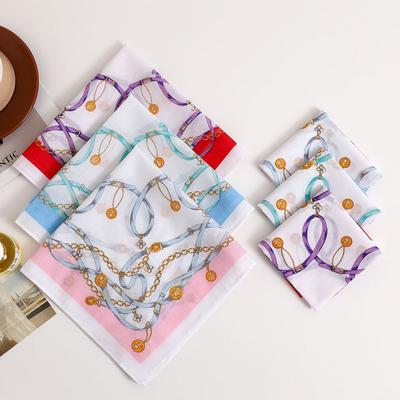6Pcs Women's Pure Cotton Printed Handkerchief Women's Printing Soft and Comfortable Thin Absorbent Sweat Towel 43cm