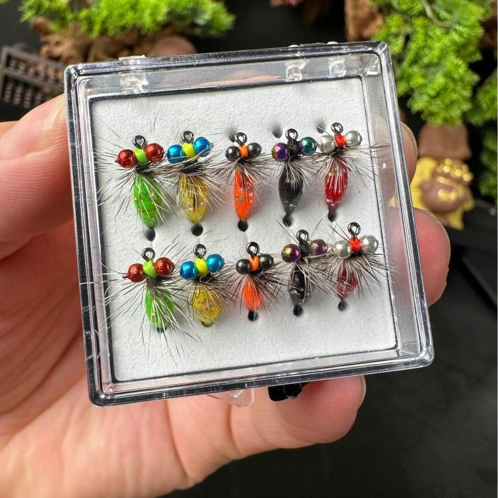 Transparent Plastic Luya Insect Bait Box with Sponge Fish Hook Storage Tool Box for Fly Fishing.
