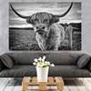 Amazing Portrait of Scottish Highland Cow Wall Pictures Canvas Painting Animal Posters Prints Living Room Home Decor