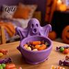 3D Printed Home Decor Ghost Candy Bowl for Halloween Party Decorations, Multi-functional Desktop Storage Small Container Trinkets Organizer & Sweets,