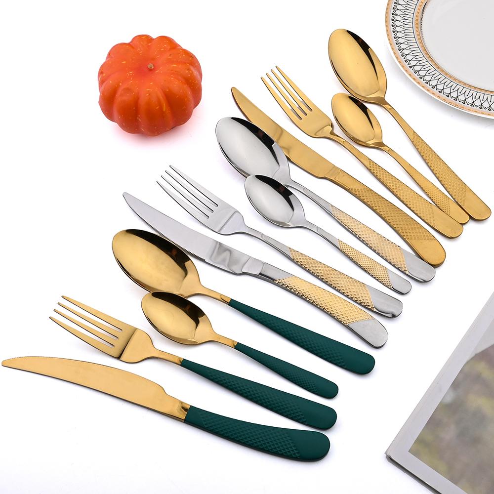 24Pcs Dinnerware Sets Stainless Steel Flatware Set Steak Knife Fork Teaspoon Tableware Cutlery Set Food Silverware