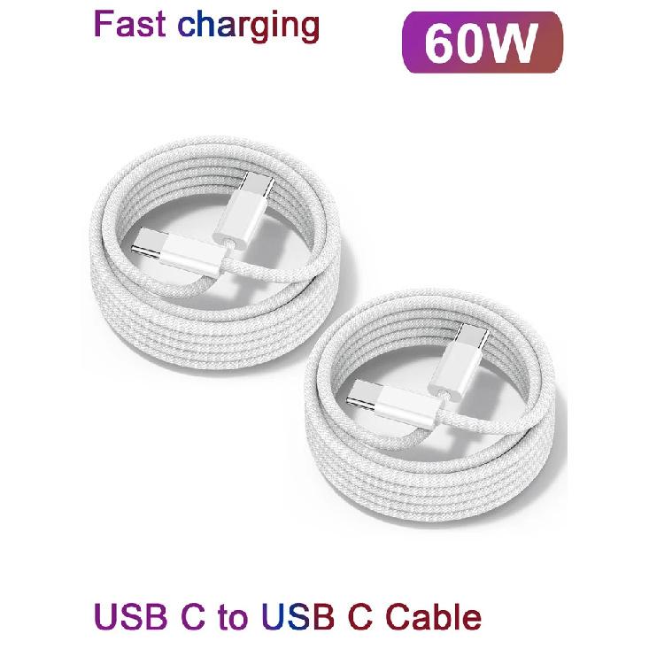 1M 1.5M 3M Type C to Type C Color Cable For PD 60W Fast Charging Cable For iPhone 15 Series Samsung Xiaomi Type-C Weaving Cable