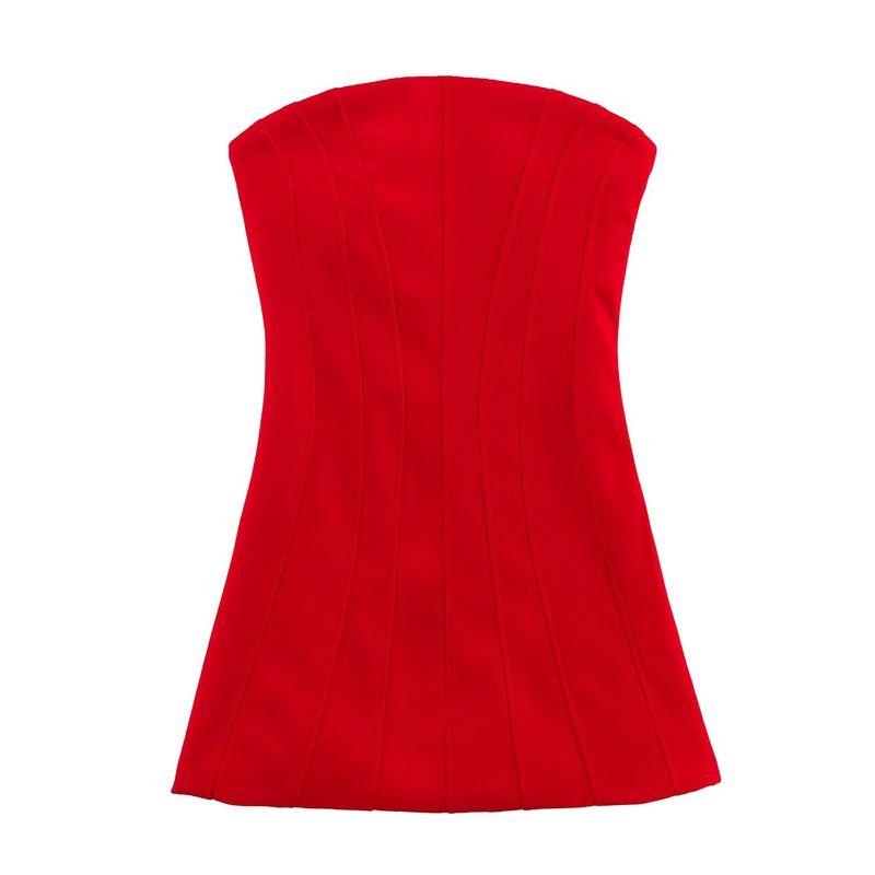 Kaslead New Women Clothes Western Style Fashion Simple Slim Fit Tube Top Short Dress 1058005