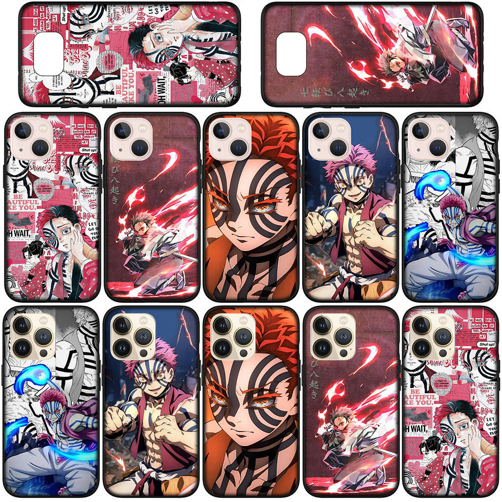 Phone Case for Samsung Galaxy S25 S24 S23 iPhone 16 15 Xiaomi Redmi Note 14 13 12 16E X 11 Pro Max OPPO Moto Huawei Akaza Demon Slayer Tanjirou Cover