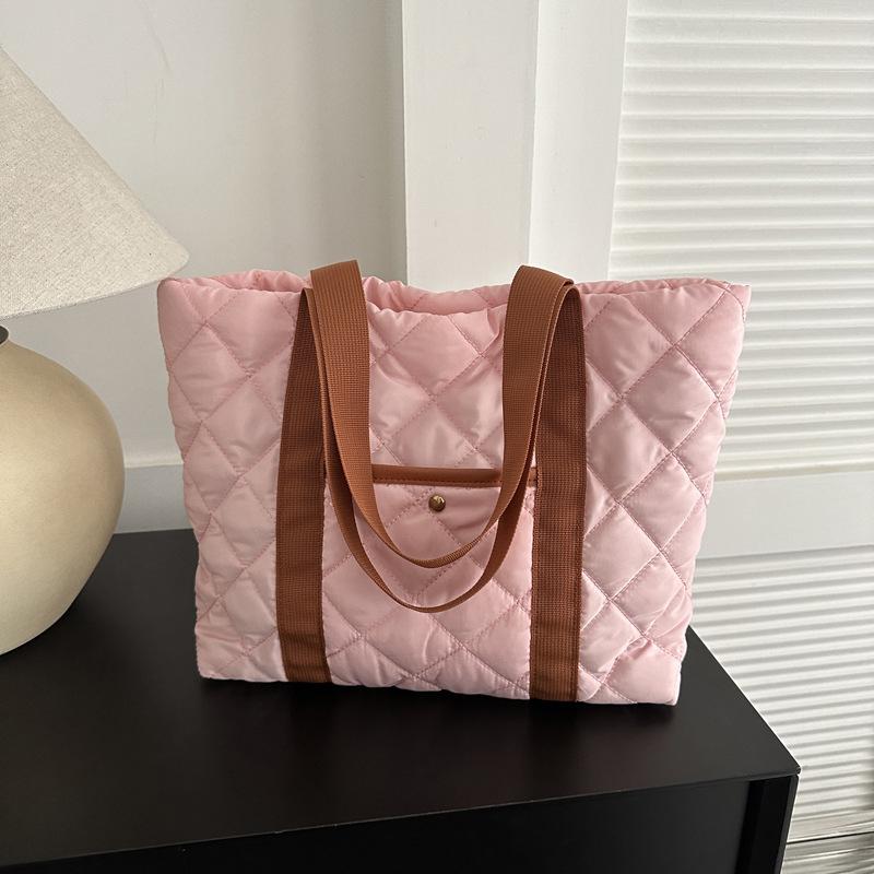 Quilted Design Trendy Oxford Shoulder Bags for Women Autumn Large Capacity Ladies Tote Bag Simple Portable Female Handbags