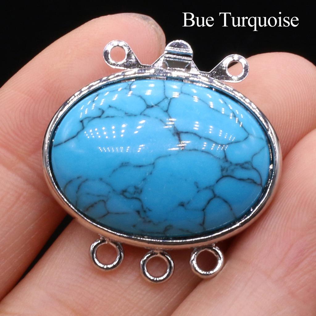 1 szt., Boho Ręcznie Robiony Owalny Wisiorek z Naturalnego Kamienia, Zawieszki-Konektory do DIY Naszyjnika, Bransoletki, Bransoletki na Kostkę, Akcesoria, Tworzenie Biżuterii, Unikalne Prezenty Świąteczne