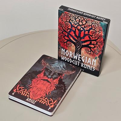 10.4*7.3cm Norwegian Woodcut Runes Deck 24 Cards Oracle Deck Elder Futhark Runes