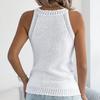 Women's Loose Casual Color Off Shoulder Hollow Sleeveless Knitted Top Knitted Top